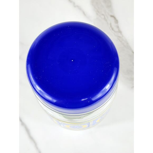 Noel Glass Canister Jar Cookie w/ Blue Lid 7" x 4 1/2" Container Storage - Picture 9 of 16
